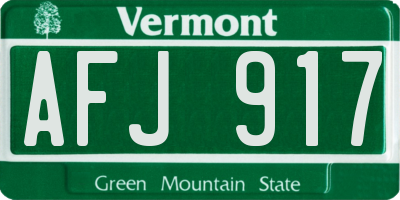 VT license plate AFJ917
