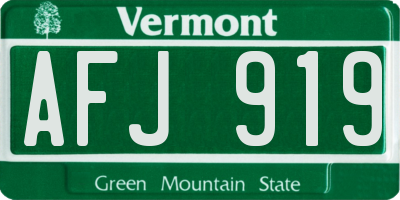 VT license plate AFJ919