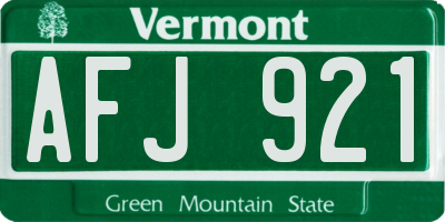 VT license plate AFJ921