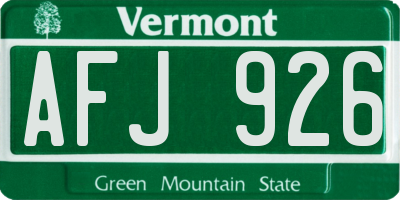 VT license plate AFJ926