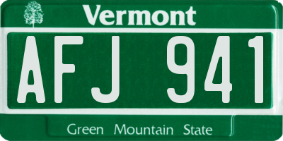 VT license plate AFJ941
