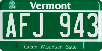 VT license plate AFJ943