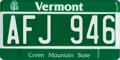 VT license plate AFJ946