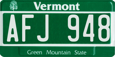 VT license plate AFJ948