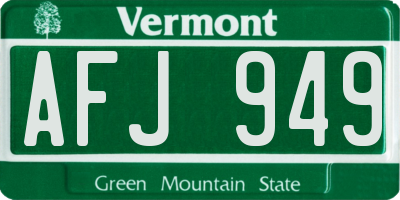 VT license plate AFJ949