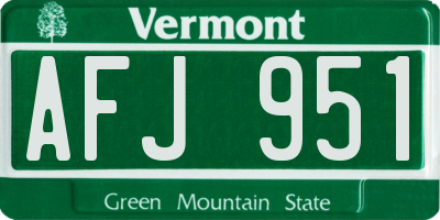 VT license plate AFJ951