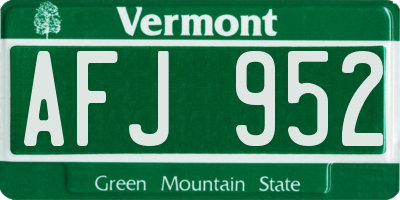 VT license plate AFJ952