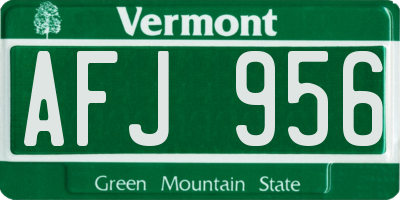 VT license plate AFJ956