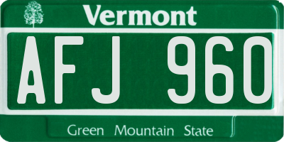 VT license plate AFJ960