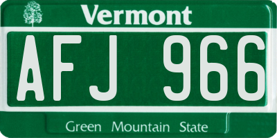VT license plate AFJ966
