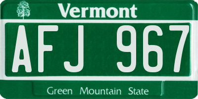 VT license plate AFJ967