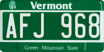 VT license plate AFJ968