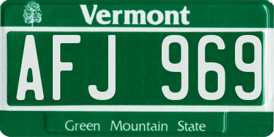 VT license plate AFJ969