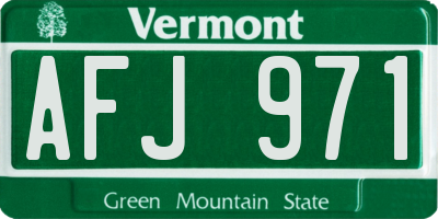 VT license plate AFJ971
