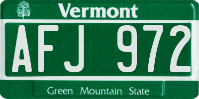 VT license plate AFJ972