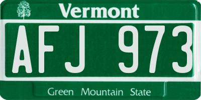 VT license plate AFJ973