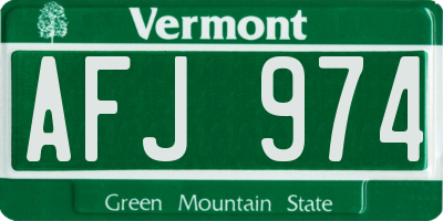 VT license plate AFJ974