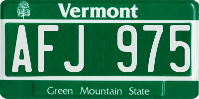 VT license plate AFJ975