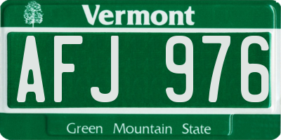VT license plate AFJ976
