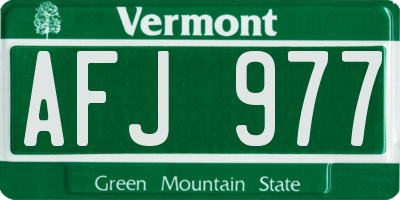 VT license plate AFJ977