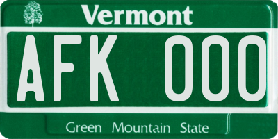 VT license plate AFK000