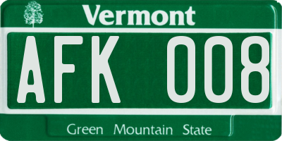 VT license plate AFK008