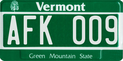VT license plate AFK009