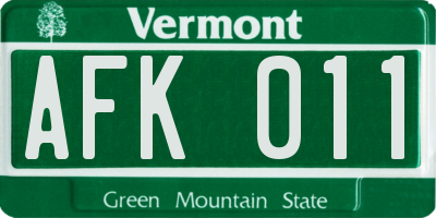 VT license plate AFK011