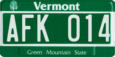 VT license plate AFK014
