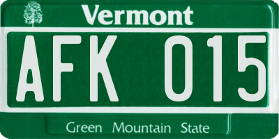 VT license plate AFK015