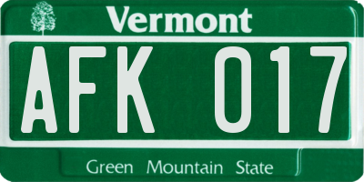 VT license plate AFK017