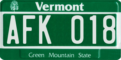 VT license plate AFK018