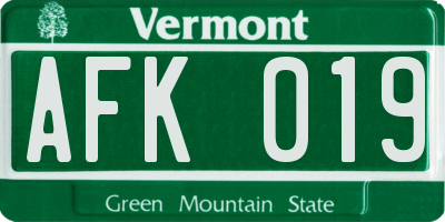 VT license plate AFK019