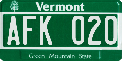 VT license plate AFK020
