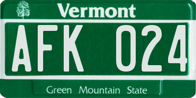 VT license plate AFK024