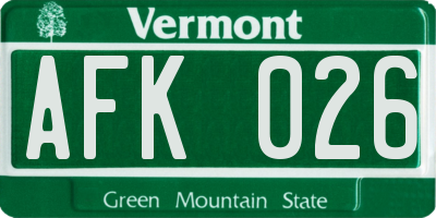 VT license plate AFK026