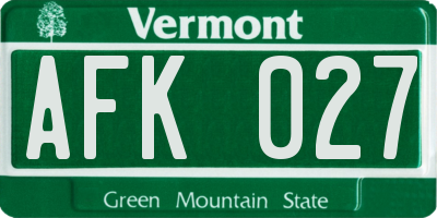 VT license plate AFK027