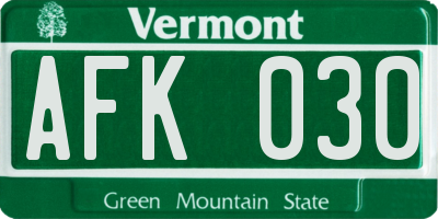 VT license plate AFK030
