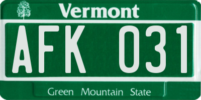 VT license plate AFK031