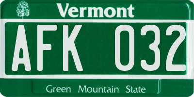 VT license plate AFK032
