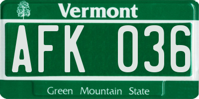 VT license plate AFK036