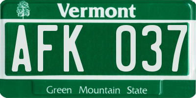VT license plate AFK037