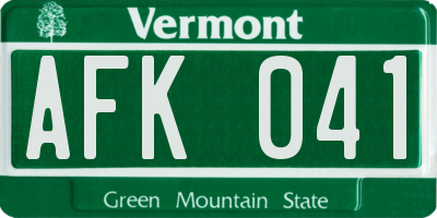 VT license plate AFK041