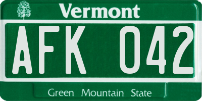 VT license plate AFK042