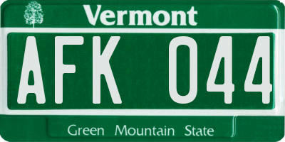VT license plate AFK044