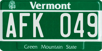 VT license plate AFK049