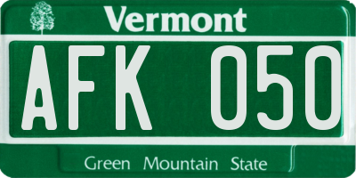 VT license plate AFK050