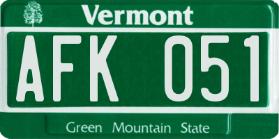 VT license plate AFK051