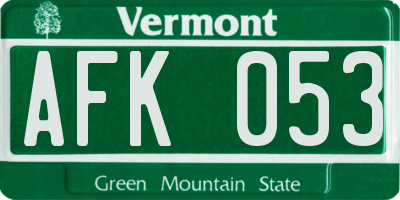 VT license plate AFK053