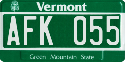 VT license plate AFK055
